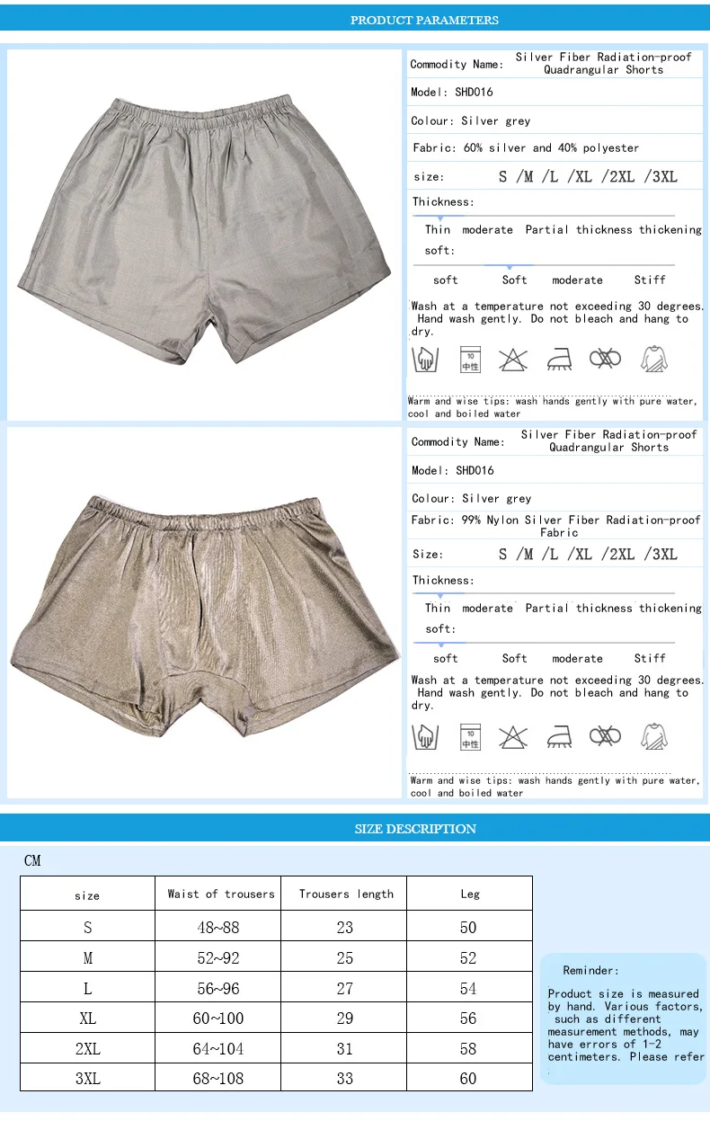 Genuine INSAHO Radiation proof shorts, silver fiber men's radiation proof underwear,SHD016,EMF shielding Radiation proof shorts.