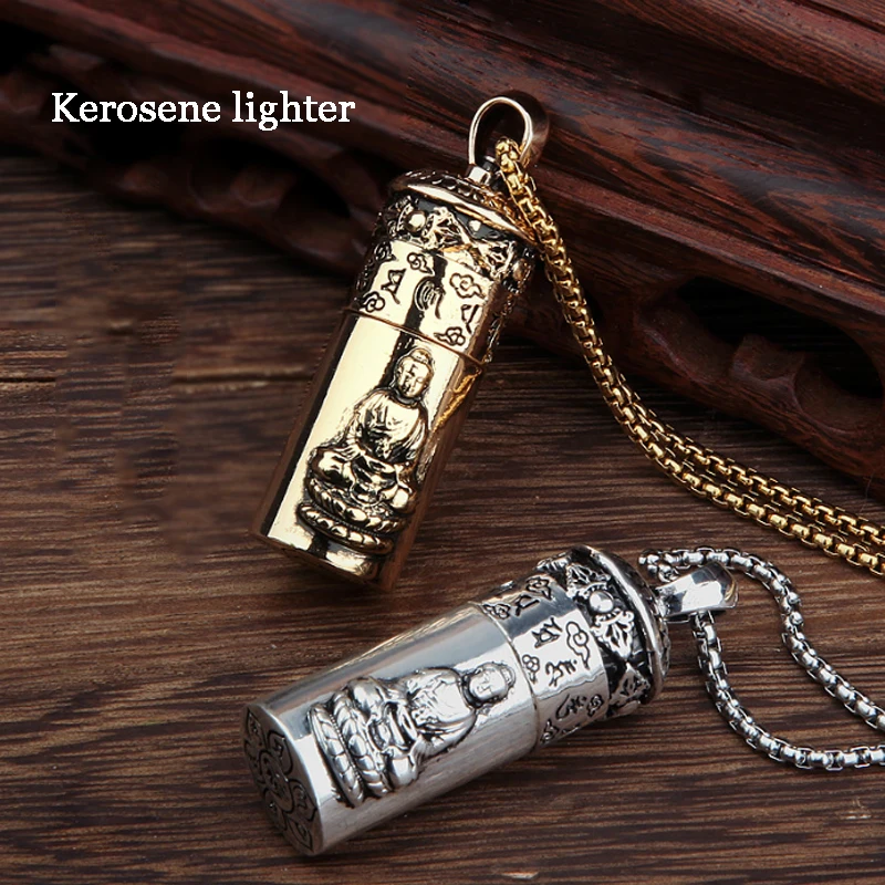 

Smoking Accessories Metal Kerosene Oil Lighter Portable Novelty Flame Necklace Lighter Dropship Suppliers Gadgets For Men