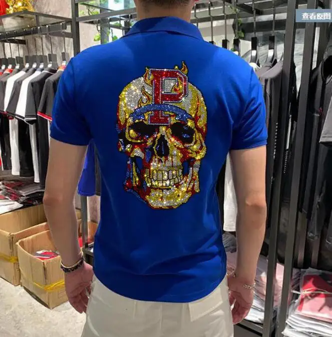 

Стразы, дизайнерские рубашки поло с черепом, женская рубашка поло с круглым вырезом и коротким рукавом, горячая Распродажа, хлопок