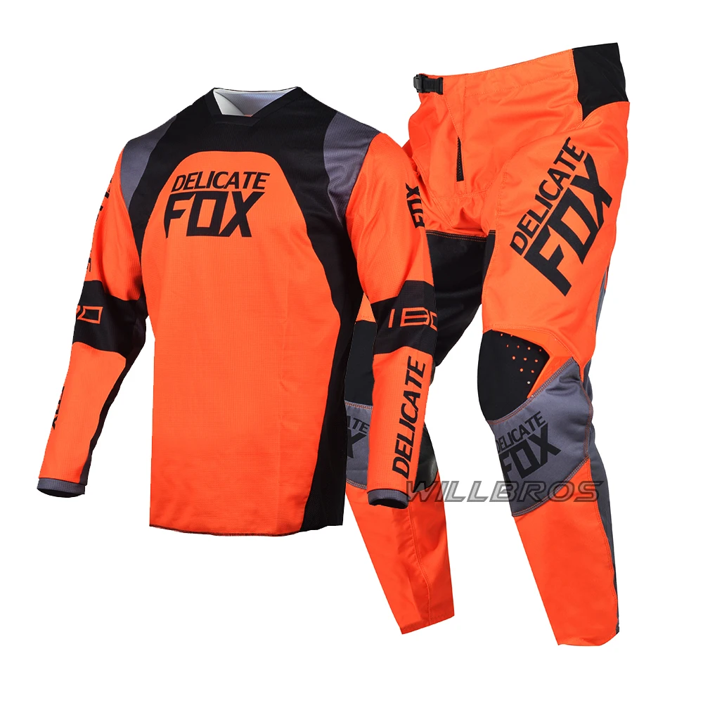 

Motocross Racing 2022 Gear Set Delicate Fox 180 Trice Lux Jersey Pants Moto Kits Mountain Bicycle Offroad Orange Suit Mens