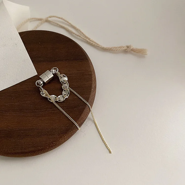 Kpop серебряные звенья цепи кисточки клипсы для ушей корейские магнитные каффы