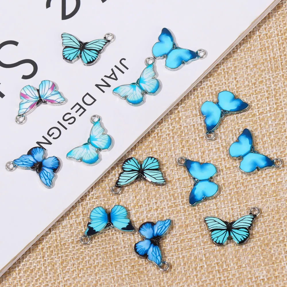 10 PCS Gift Earrings Accessories DIY Material Necklace Bracelet Handmade Jewelry Blue Enamel Butterfly Charms Animal Pendants | Украшения и