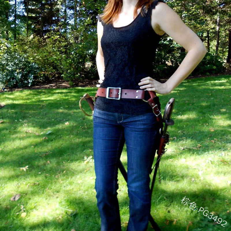 Средневековая броня ПВХ Кожаный Меч оболочка ремень двойной меч ножницы