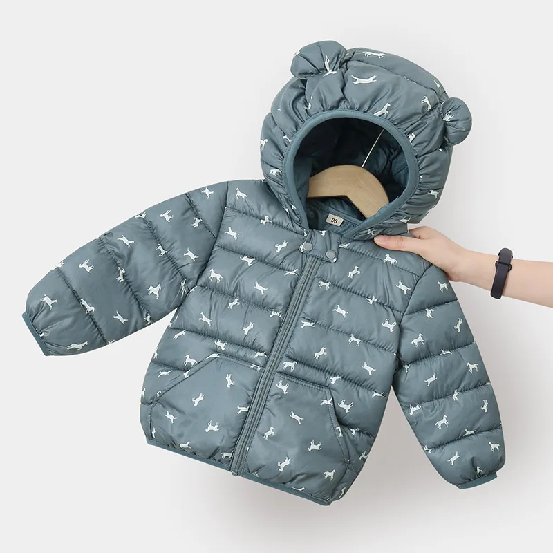 Abrigo de invierno para ni&ntilde;os y ni&ntilde;as, chaqueta de algod&oacute;n suave con orejas de beb&eacute;, chaqueta con capucha, ropa de estilo-2