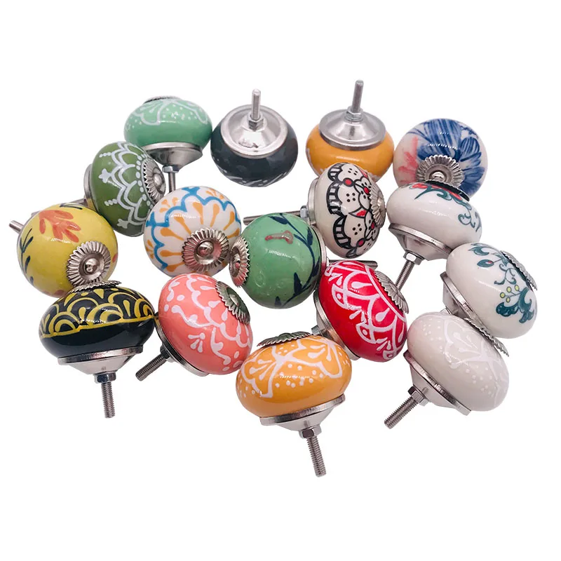 1PC Vintage Ceramic Door Knob Shabby Wardrobe Cabinet Drawer Pull Kitchen Handle Retro colorful Cupboard | Обустройство дома