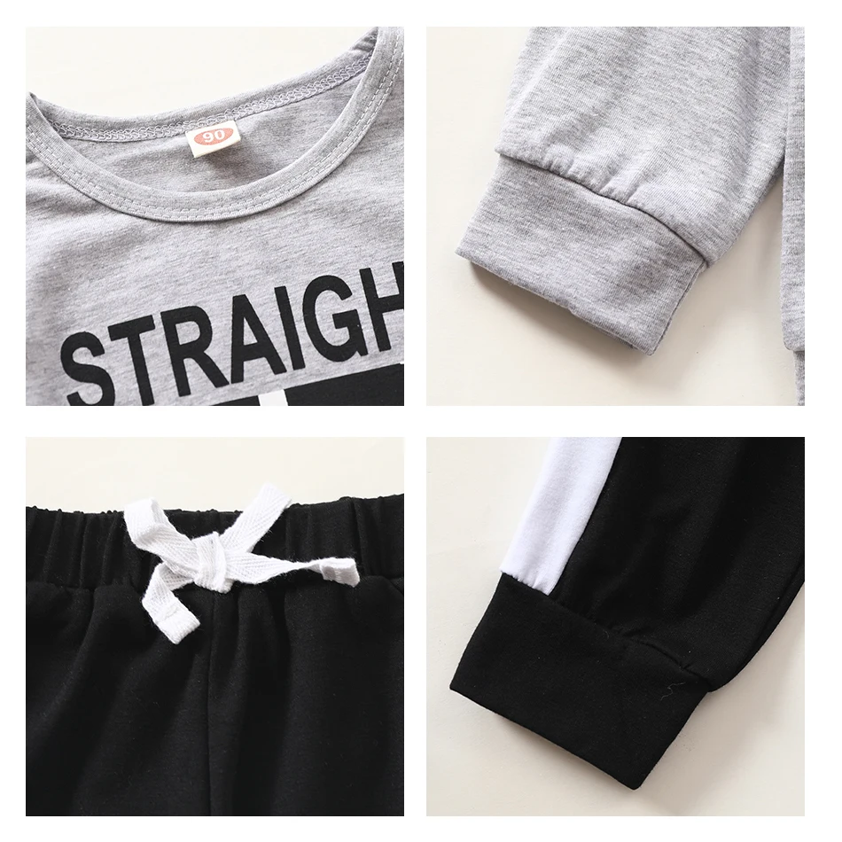 

Clothing for Kids Autumn Fashion Tracksuit Cotton Long Sleeve Letter Printing Pullover Trousers Two Piece Set Sweatshirt