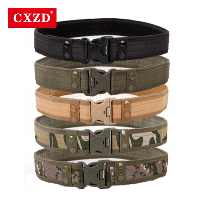 

CXZD 2021 New Army Style Combat Belts Quick Release Tactical Belt Fashion Men Canvas Waistband Outdoor Hunting Optional 130cm