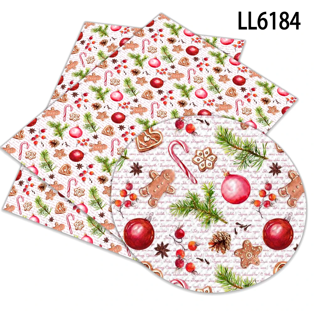 Тканевые листы из искусственной кожи с рождественской тематикой 30 х136 см