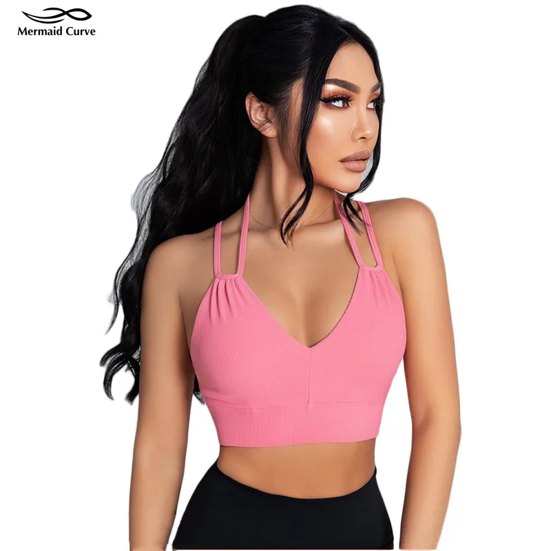 

Mermaid Curve Sports Bra Women's Running Anti-sagging Bra Gathered Outside Wearing Fitness Bra Fitness Yoga Clothes Top