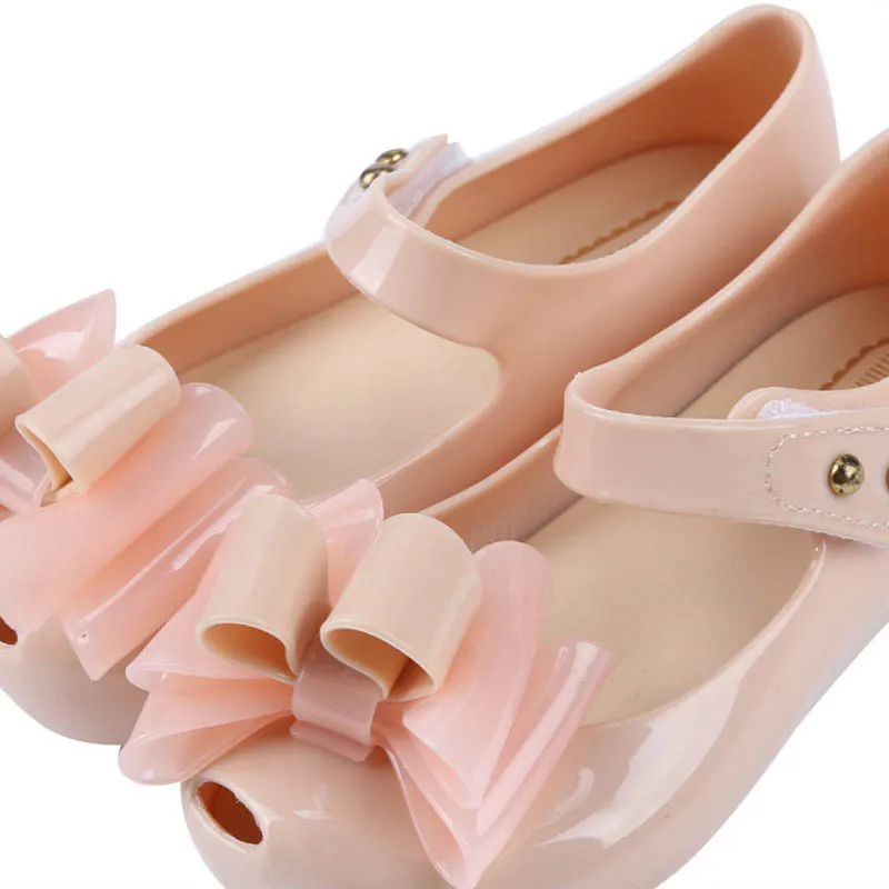 Мини обувь с многоярусным бантом Новинка Летняя прозрачная для детей Мягкие