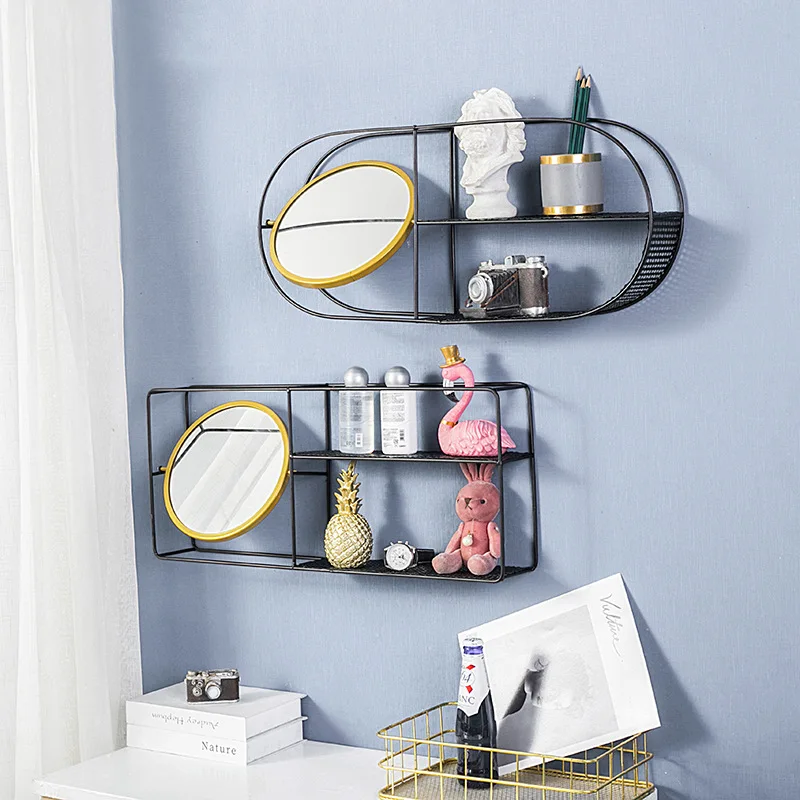 Металлическая настенная полка для гостиной геометрические полки в