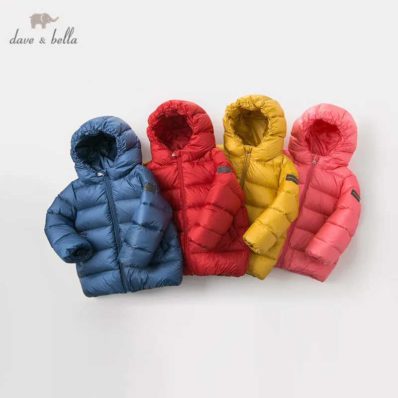 

DB12013 dave bella baby unisex winter ultra light down jacket children 90% white duck down outerwear solid zipper hooded coat