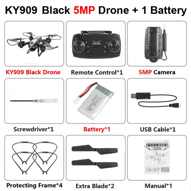 Red 500W Camera KY909 RC WiFi Дрон с 4K широкоугольной WiFi HD камерой оптический поток RC складной мини Квадрокоптер Вертолет VS LF606 E58 M69 F11 - Цвет: Red 500W Camera