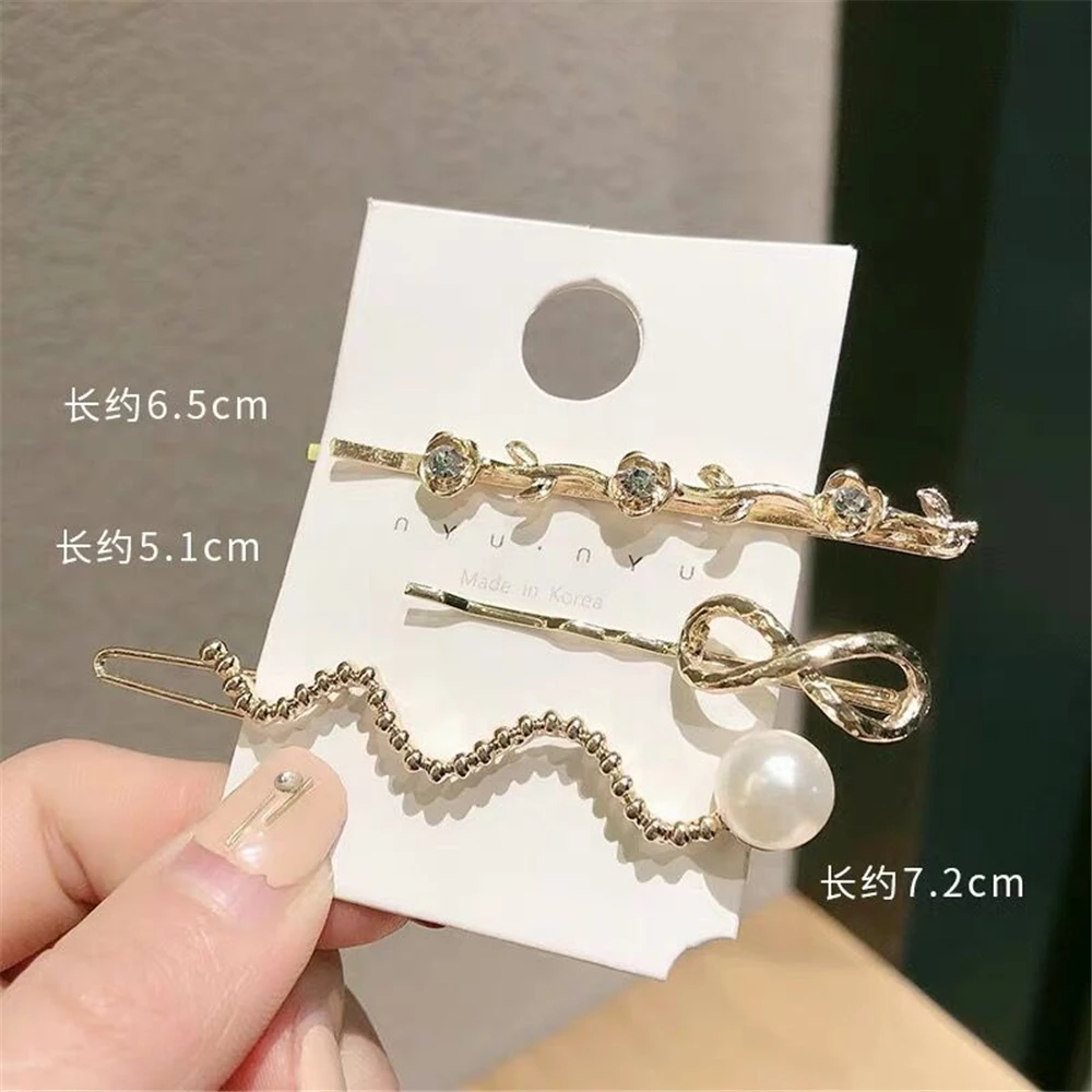 

3Pcs/Set Metal Pearl Hair Clips Women Hairpin Girls Hairpins Barrette Bobby Pin Hairgrip Girl Hair Flower Rhinestone Hair Clip