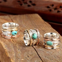 retro silver plated rings for women stylish boho alloy jewelry green stone bride valentines day gifts jewelry rings 2021 trend