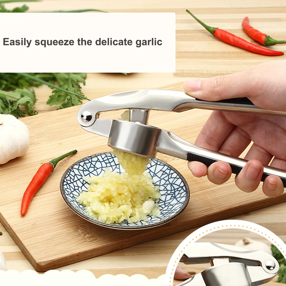 

304 stainless steel garlic press, manual garlic press artifact, pounding garlic, peeling garlic, kitchen tool
