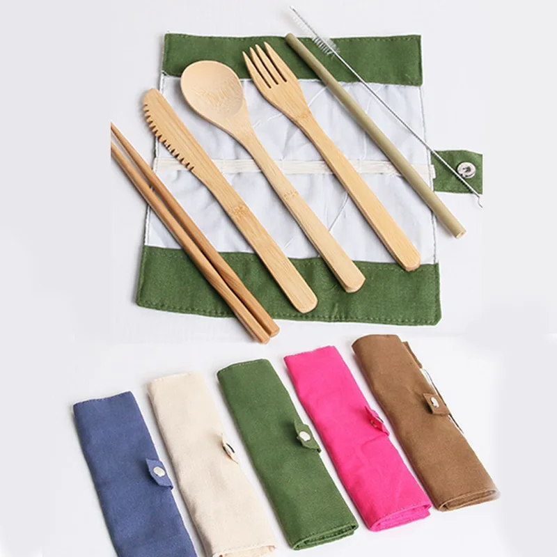 Модный набор столовых приборов 7 шт./компл. ножи бамбуковые вилки палочки для еды