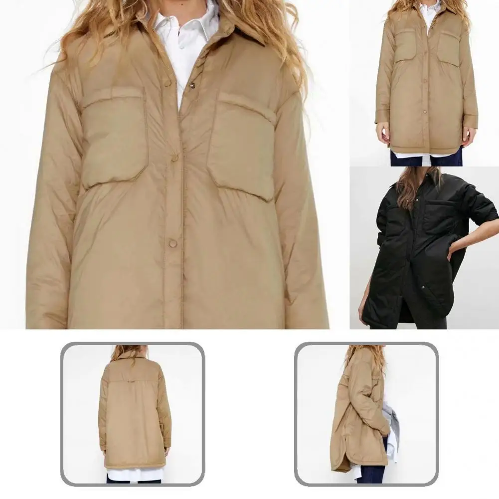 

Split Hem Warm Buttons Closure Big Pockets Shirt Jacket for Holiday