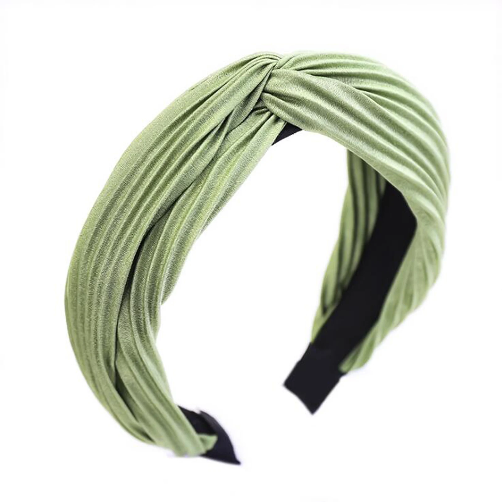 Женский обруч для волос однотонный из смятой ткани с узлом аксессуар взрослых |