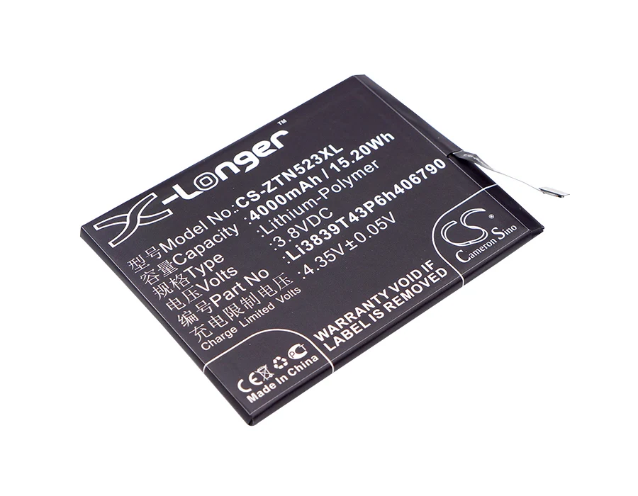 

CS 4000mAh / 15.20Wh battery for Nubia NX523, NX523J, Z11 Max