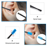 double head silicone ear pick double ended earpick ear wax curette remover ear cleaner spoon spiral clean spoon tool 3 colors