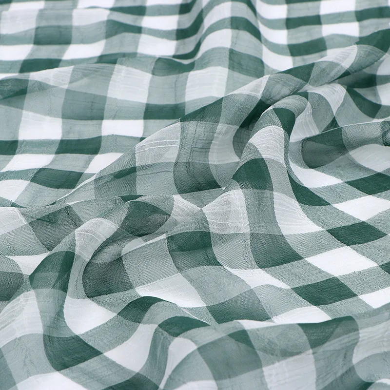 

150cm Width Soft Chiffon Fabric Check Print Plain Polyester Fabric for Women Dress,Shirts Cloth Black Red Blue by the meter