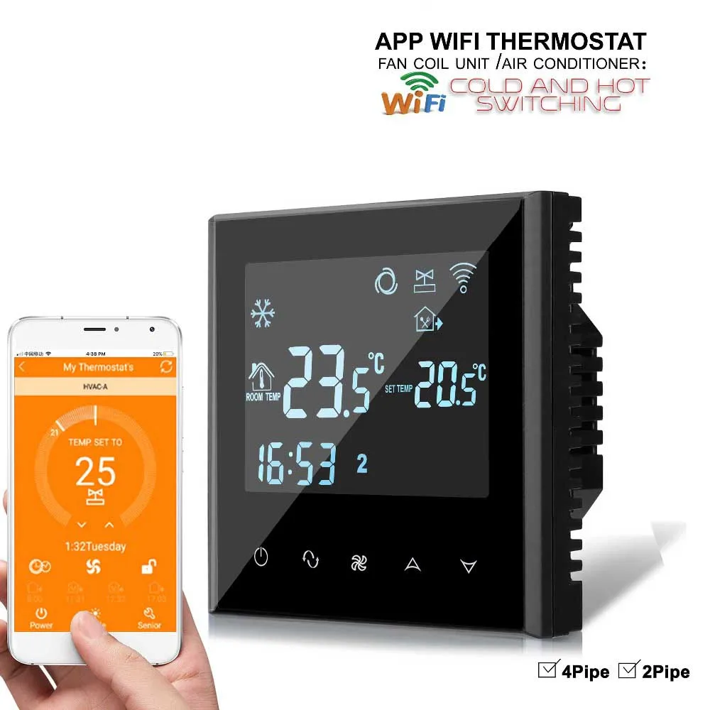 Wi-Fi 4P 2P контроллер приложения программируемый термостат сенсорного экрана с
