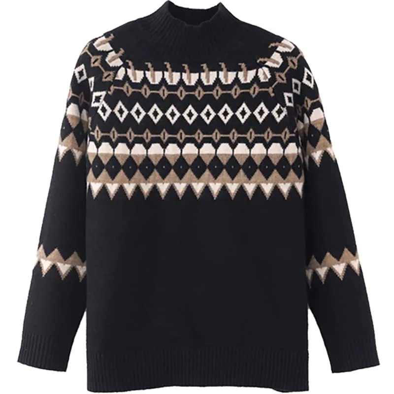 

2020 New Korean Version Of Fake Two-Piece Denim Collar Ladies Sweater Casual Wild Lazy Autumn Pullover Sweater Top Office Women