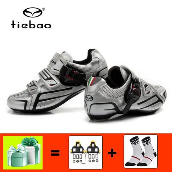 S shoes with cleats TIEBAO sapatilha ciclismo обувь для шоссейного велоспорта бутсы уличные кроссовки шина для шоссейного велосипеда самозакрывающаяся дышащая обувь для велосипеда - Цвет: S shoes with cleats