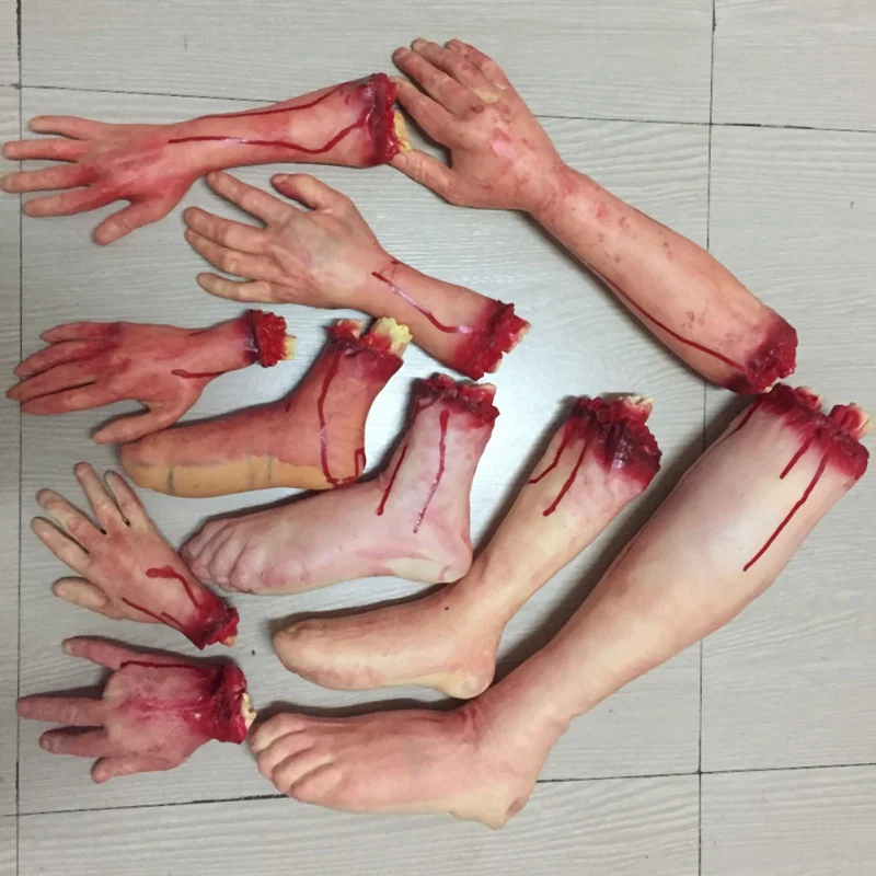 

Broken Finger Hand Bloody Props Halloween Horror Decoration Scary Fake Leg Foot Brain Heart Halloween Prop Supplies