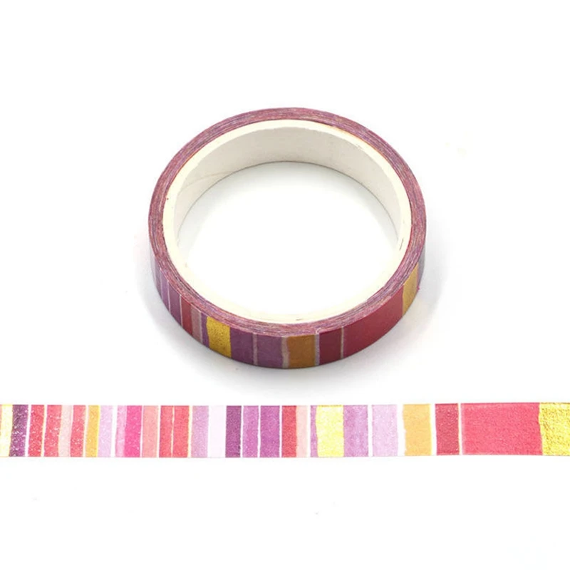 

10PCS/lot Cute 10mm Gold foil Red Watercolor Washi Tapes Paper for Scrapbooking Bullet journal Adhesive Masking Tapes Stationery