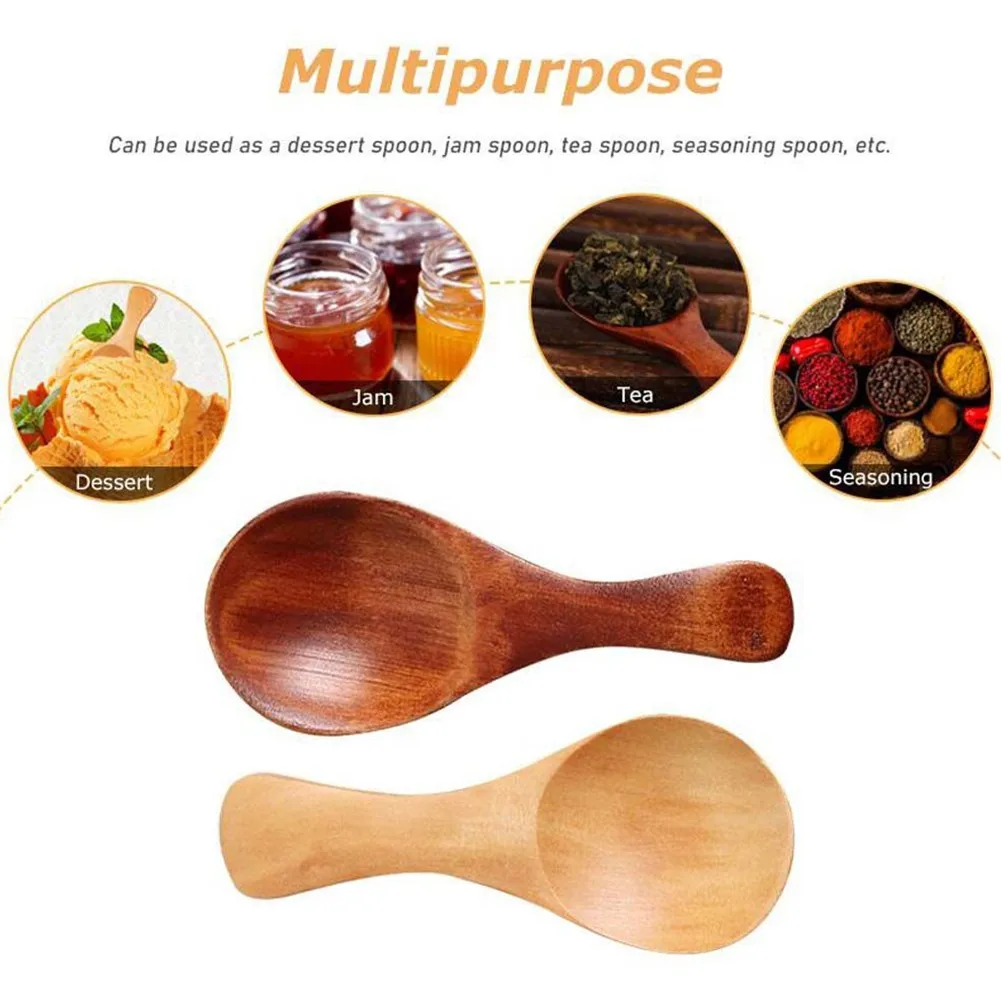 

5PCS Condiment Spoons Spice Tea Ice Cream Dessert 8cm*3.2cm Wooden Mini Coffee Dessert Scoop Household Gifts Kitchen Toos