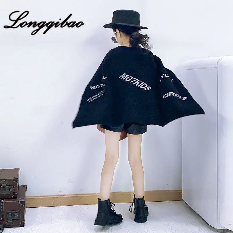 Модные комплекты одежды для девочек из двух предметов плащ свитер-накидка 2019 г.