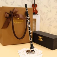 mini clarinet model musical instrument miniature desk decor display with black leather box bracket christmas gift for decor