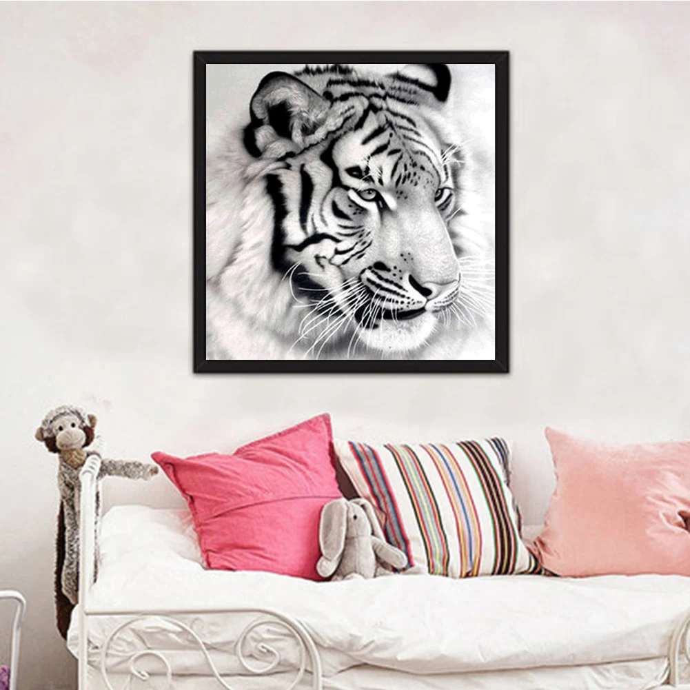 DIY 5D Diamond Painting By Number Kits Black White Tiger Crystal Rhinestone Embroidery Pictures Arts Craft For Home Wall Decor|Алмазная