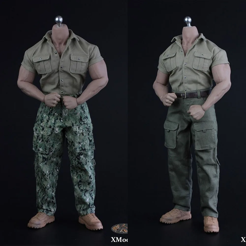 

Camouflage/Normal Edition XM02 1/6 Male Clothes Explorer Men's Shirt Overalls Fit for 12" M34 M35 Strong Muscle Body