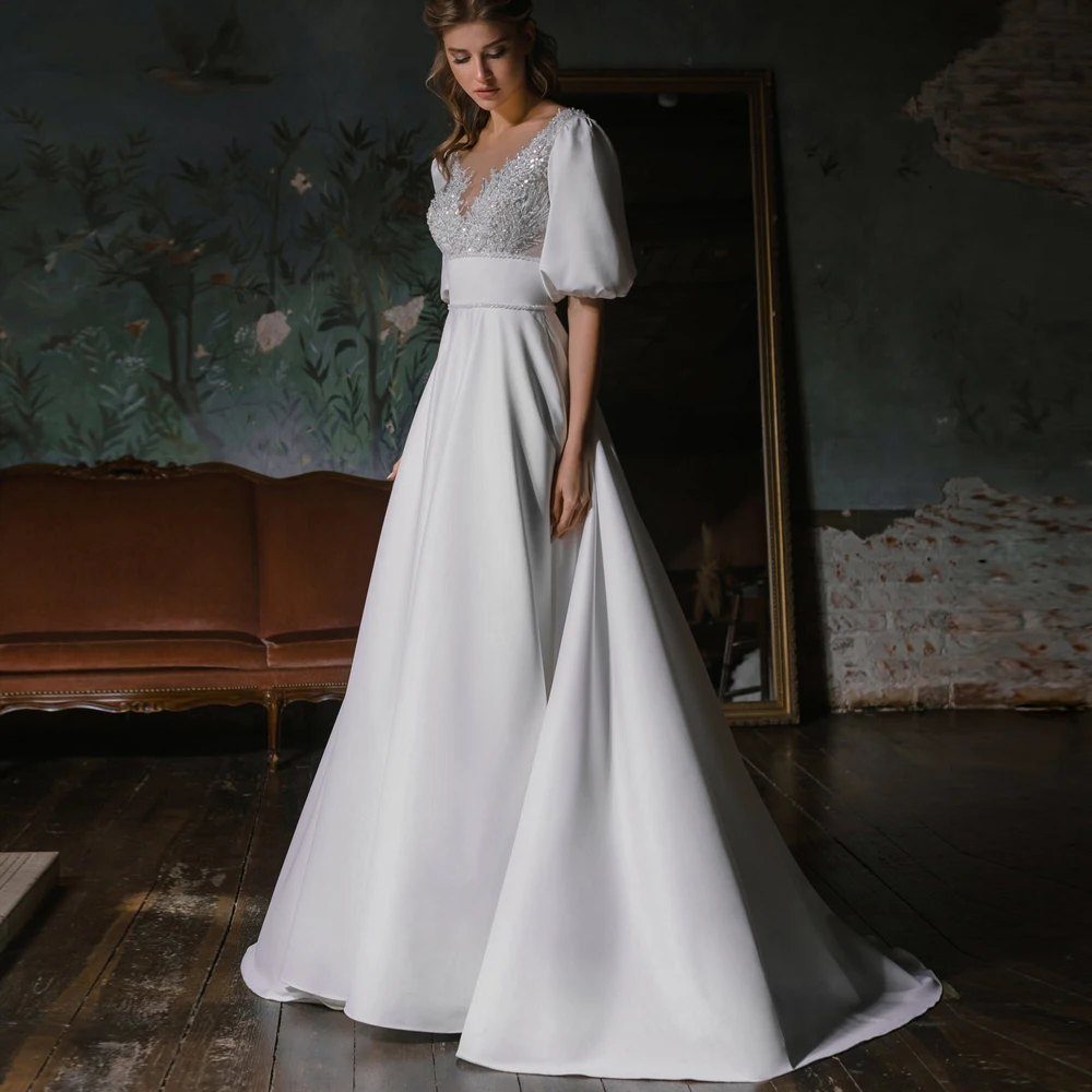 

Платье Свадебное ТРАПЕЦИЕВИДНОЕ с бахромой, V-образным вырезом, рукавом до локтя и открытой спиной
