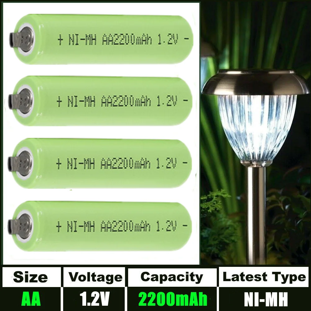 

PALO AA 2200mAh Ni-MH Battery 1.2v NiMH Rechargeable Solar Light Batteries For Outdoor Garden Lights