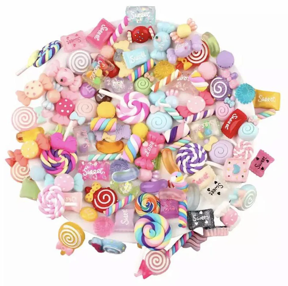 30pcs/Bag Mix Shape Candy Nail Art Decoration Rainbow/Cloud/Bear 3D Colorful Sweet Girl Kawaii Resin DIY Manicure Accessories J5