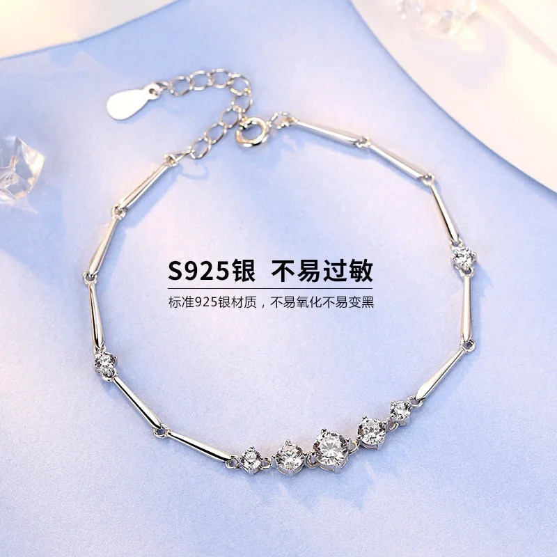 Штамп серебро 925 пробы бренд Алмазный браслет для женщин Мода Pulseras De Ley Mujer