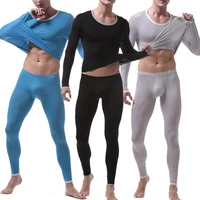 2pcsset men ice silk long johns thermal underwear for men men compression transparent underwear thermal bottom soft underwear