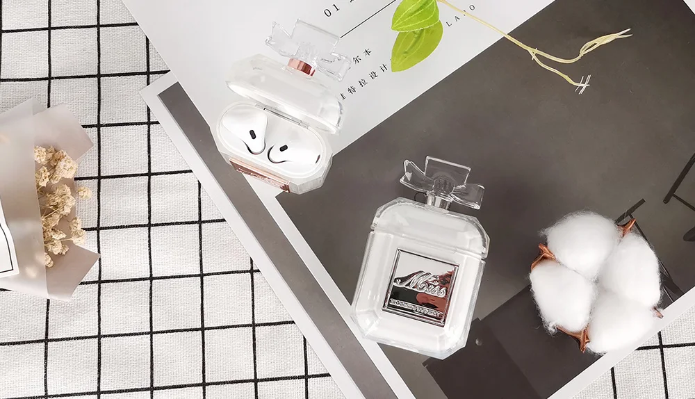 Силиконовый чехол, флакон духов, два цвета, для Airpods 2 1, защитный чехол для наушников, роскошный противоударный и прозрачный мягкий чехол из ТПУ