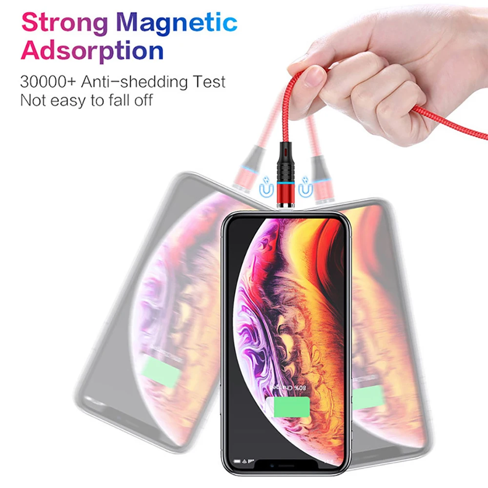 Магнитный кабель плетеный светодиодный Micro USB type C usb-кабель для зарядки huawei mate 30 Pro