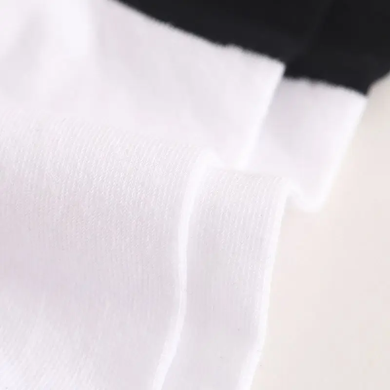 

Men Boys Cotton Classic Black White Long Crew Socks Striped Letters Print Casual F42F