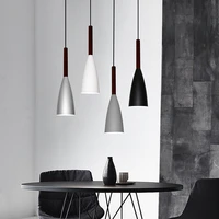 modern nordic aluminum wood pendant light home restaurant decor kitchen lighting fixture dining room island lights hanging lamp
