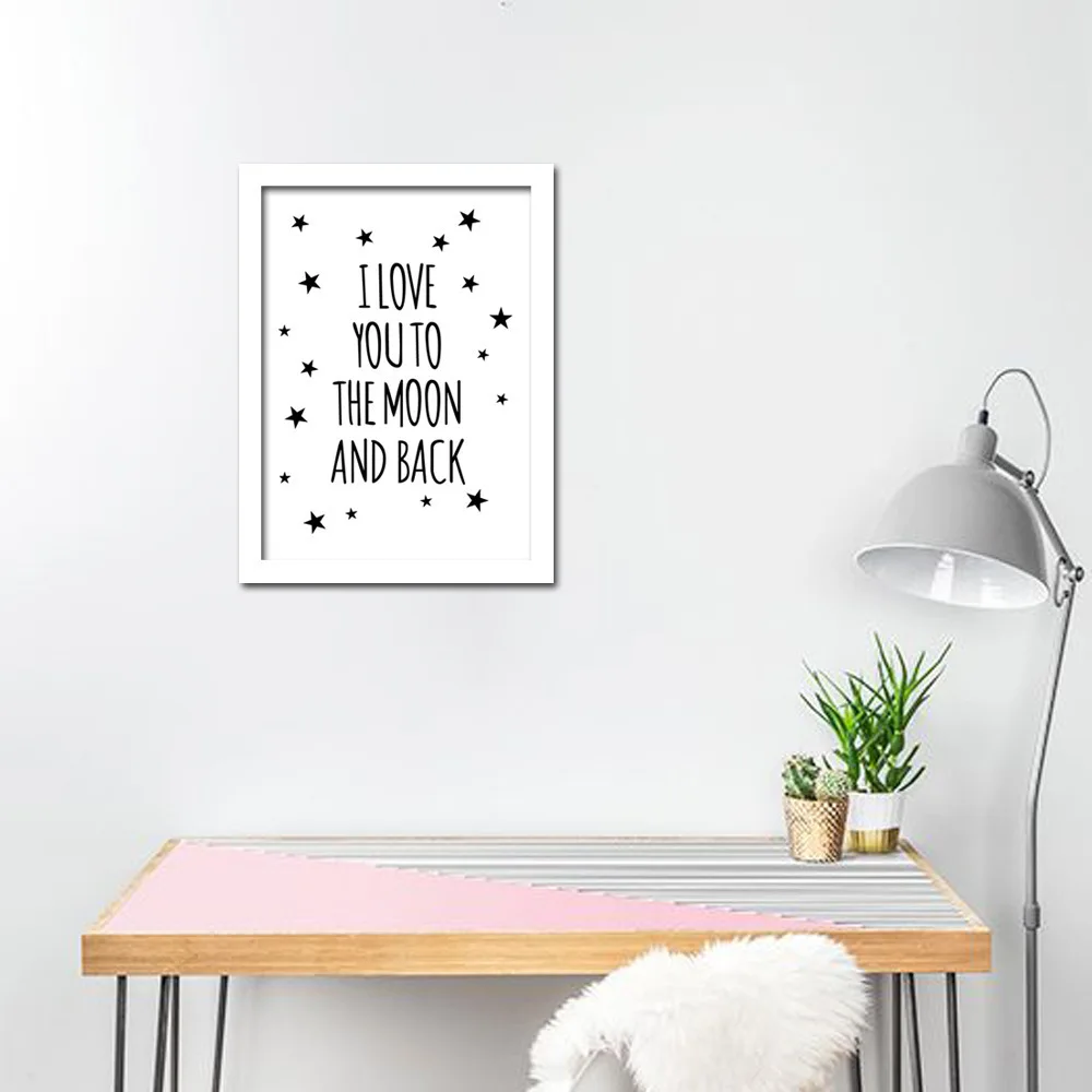 

Simple Quotations English I LOVE YOU TO THE MOON AND BACK Home Oil Painting Bedroom Painting Decoration wall poster