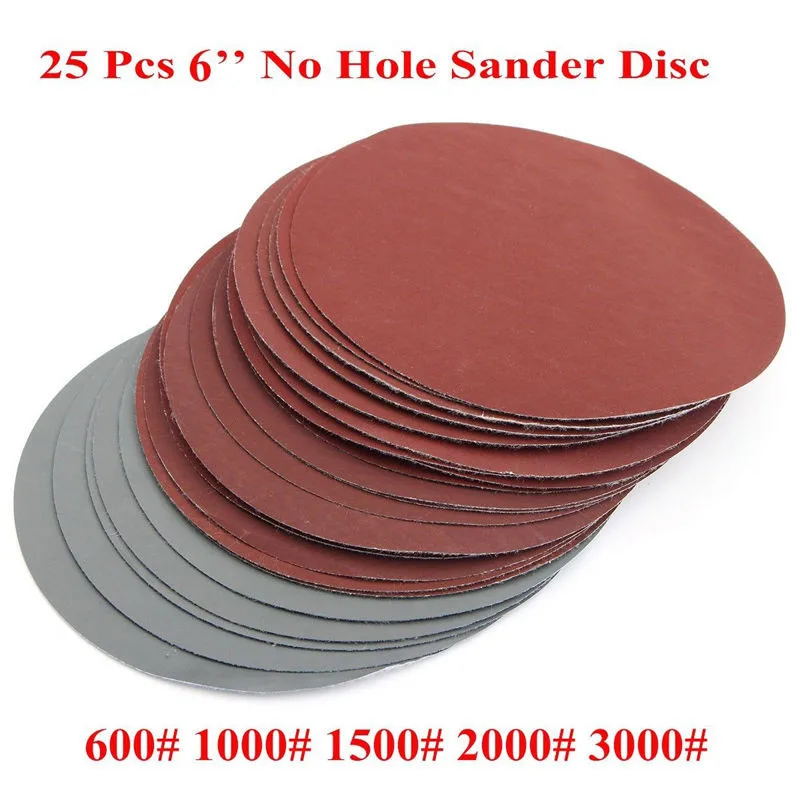 25pcs/Set 6 Inch 150mm Round Sandpaper Disk Sand Sheets Grit 600-3000 Hook Loop Sanding Disc For Sander Grits Abrasive Tools