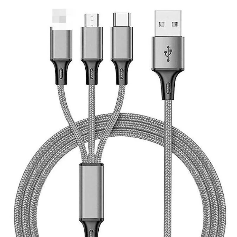 

3 in 1 2.4A Fast USB Charging Data Cable Universal Multi Function Cell Phone Charger Cord For Iphone Samsung Huawei