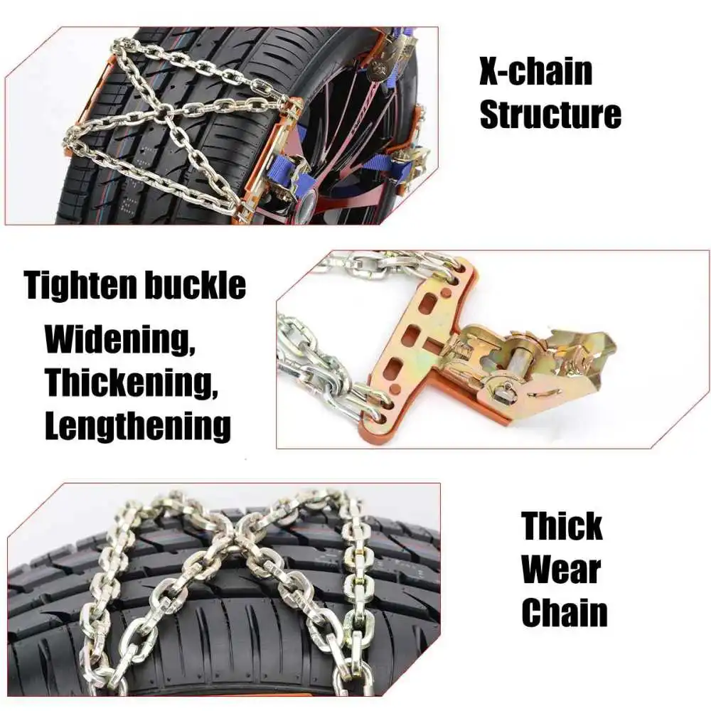 

1pc Tire Antiskid Metal Snow Chain Wear-resistant Steel Tire Chain for Snow Road and Sand Road
