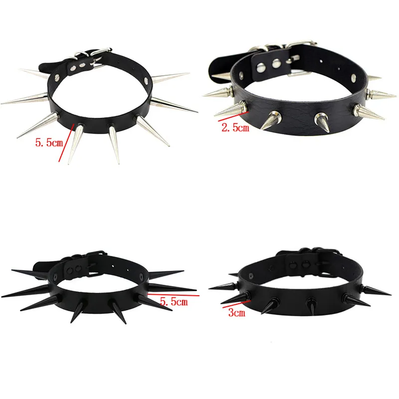 Gothic Black Spiked Leather Choker Necklaces for Women Punk Collar on The Neck Goth Necklace Jewelry Rivets Studded Chocker | Украшения и